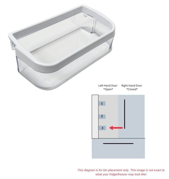 Genuine OEM Samsung Refrigerator LEFT Bottom Door Bin Originally Shipped With RF267AAWP, RF267AAWP/XAA, RF267ABBP