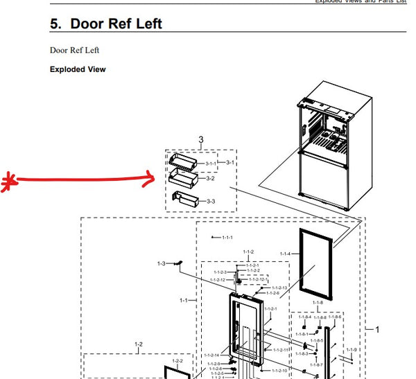 Special Order:  OEM Samsung LEFT Top Door - Middle Door Bin - Originally Shipped With RF29A9771SR/AA
