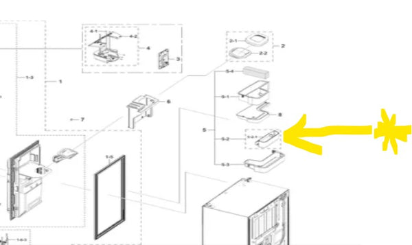 Special Order:  OEM Samsung Left Middle Refrigerator Door Bin Originally Shipped With RF28R7351SR